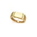 14k Rectangle Signet Ribbed Sides Mens Ring
