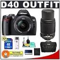 Nikon D40 Digital SLR Camera with 18-55mm f/ 3.5-5.6G ED II AF-S DX Lens and Nikon AF-S 55-200mm f/ 4-5.6G ED DX VR Zoom-Nikkor Lens + 4GB (SD) Card