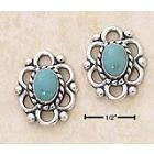 Sterling Silver Turquoise Open Loop Border Post Earrings