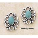 Sterling Silver Turquoise Open Loop Border Post Earrings