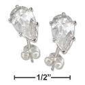 Sterling Silver 8mm Teardrop CZ Post Earrings