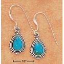 SS Turquoise Teardrop Earrings With Scalloped Beaded Edge