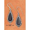 Sterling Silver Onyx Teardrop French Wire Earrings