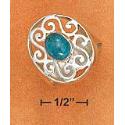 SS 8mm Ring 6x8mm Chrysocolla Stone Set 17x21m Filigree Ring