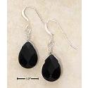 Sterling Silver Faceted Onyx Teardrop French Wire Earrings