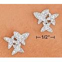 Sterling Silver Pave CZ Butterfly Cluster Post Earrings