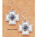 Sterling Silver Southwest Cross With Denim Lapis Earrings