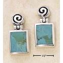 Sterling Silver Hinge Dangle Turquoise Earrings Spiral Post