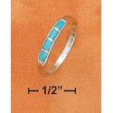 Sterling Silver 3mm Tapered Domed Band Ring Turquoise Inlay