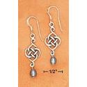 Sterling Silver Celtic Knot Gray FW Pearl Dangle Earrings