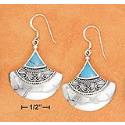 SS Fanned Bali With Triangle Turquoise Inlay Earrings