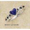 Sterling Silver Small Lapis Heart On Open Curb Link Ring