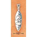 SS Footprints Surfboard Paua Shell Blue Topaz Gem Bail Charm