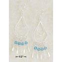 SS Double Teardrop Wire Earrings Aqua Swarovski Crystal