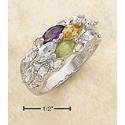 SS Amethyst Citrine Blue Topaz White Topaz Peridot Ring