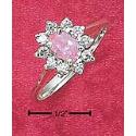 Sterling Silver Oval Pink Ice Surrounded By White CZs Ring