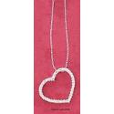 Sterling Silver 16 In Continuous CZ 25mm Open Heart Necklace
