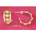 SS Two-Tone 3/ 4 Inch Post Hoop Earrings 6mm Central Design