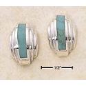 Sterling Silver Stepped Dome Turquoise Inlay Post Earrings