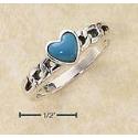 Sterling Silver Small Turquoise Heart On Open Curb Link Ring