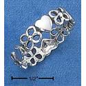 Sterling Silver Womens Continuous Heart and Open Flower Ring