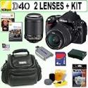 Nikon D40 6.1MP Digital SLR Camera with 18-55mm f/ 3.5-5.6G ED II AF-S DX and 55-200mm f/ 4-5.6G ED IF AF-S DX "VR" Zoom Nikkor Lens + 4GB Accessory Kit