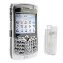 Blackberry 8300 8310 8320 Curve Smartphone Accessory Bundle Kit - Transparent Clear Crystal Snap On Case with Belt Clip + Rapid Car Charger + Travel Home Charger + Premium Clear Reusable LCD Screen Protector with Lint Cleaning Cloth By Ikross