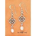 Sterling Silver Celtic Knot White FW Pearl Dangle Earrings