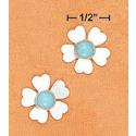 SS 6mm Turquoise Flower Post Earrings Appr. 1/ 2 Inch