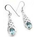 Sterling Silver Celtic Knot Blue Topaz Hook Earrings