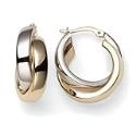 14k Yellow and White Gold Crossover Hoop Earrings