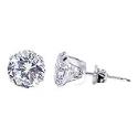 7 MM Round Clear Cubic Zirconia 925 Sterling Silver Post Stud Earrings
