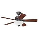 Hunter Auberville 44-Inch Five-Light Dark Cherry/ Medium Oak-Blades-Ceiling Fan, New Bronze #20413