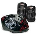 Bell Child Boys Bicycle Helmet, Knee Pads, and Elbow Pads Value Pack (Black Scorpion)