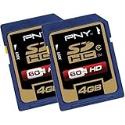 PNY Optima 2 pack of 4GB SDHC Class 4 Flash Memory cards P-SDHC4G4X2-EF