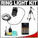 Bower SFD14N Digital Macro Close-Up Ring Light Flash + Tripod + Batteries & Charger + Accessory Kit for Nikon D5000, D3000, D700, D300s, D300, D200, D90, D80, D60, D40, D3, D3x, D3s Digital SLR Cameras
