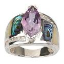 Sterling 2.45 ct tw Amethyst, White Topaz & Gem Inlay Ring