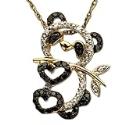 14k Yellow Gold Black and White Diamond Panda Bear Pendant (1/ 5 cttw), 18"