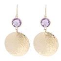As Is" 2.60 ct tw Gemstone Hammered Disc Earrings 14KGld