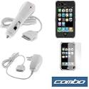 Solid Black Rubberized Crystal Hard Cover Case + Rapid Car Charger + Home Travel Charger + Clear Reusable LCD Screen Protector for Apple Iphone 3G 2nd Generation Smartphone