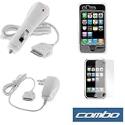 Transparent Clear Crystal Snap-on Hard Case + Rapid Car Charger + Home Travel Charger + Clear Reusable LCD Screen Protector for Apple Iphone 3G 2nd Generation Smartphone