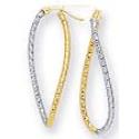 14k Two-Tone Long Twisted Design Earrings