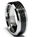 8MM Mens Tungsten Carbide Ring Wedding Band W/ Carbon Fiber Inaly sizes 5 to 15