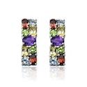 Sterling Silver Multi-Gemstone Post Earrings
