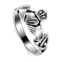 .925 Sterling Silver Irish Claddagh Polish Finish Band Ring