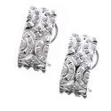 Diamond Fascination 14K White Gold Diamond Accent Omega J Hoop Earrings