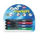 Expo Dry Erase Marker with Grip and Eraser, Ultra Fine Tip, 4 Asst Colors/ Set SAN80892