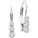10kt. White Gold, 1/ 4 ct. tw. Three Diamond Earrings