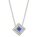 14k White Gold Sapphire and Diamond Necklace, 18" (H/ I1, 1/ 4 ct. tw.)