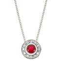 14k White Gold Ruby and Diamond Pendant 18" (0.06 ct. tw.)